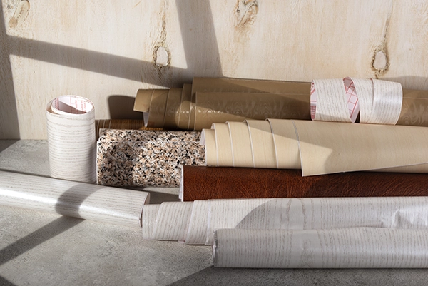 Wallpaper strips being peeled off wall