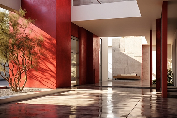 Concrete floor being sealed with stain coating