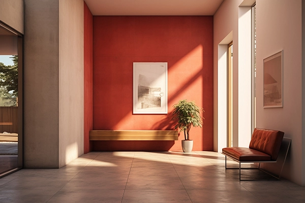 Stained concrete floor with decorative finish