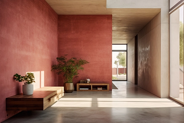 Wall with damaged texture being repaired by contractor