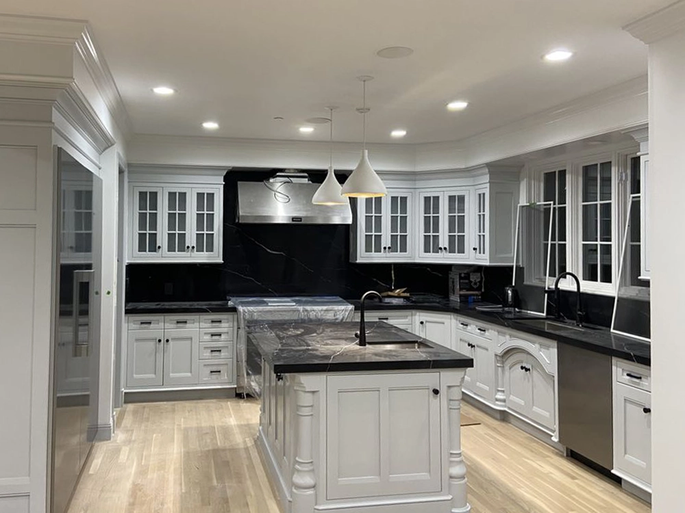 Before and after of kitchen wall painting , Kitchen cabinets with fresh modern color