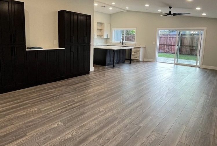 Freshly painted wood floor with smooth finish